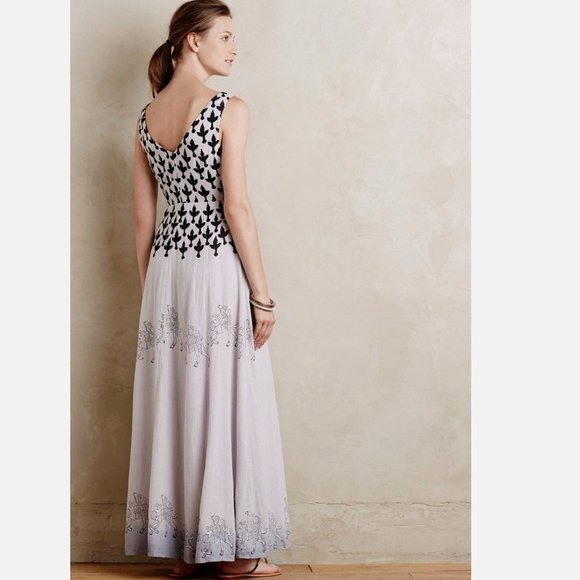 Anthropologie Floreat Sojourner Maxi Dress Size 4 Purple Black Sleeveless Sequin - Picture 3 of 16